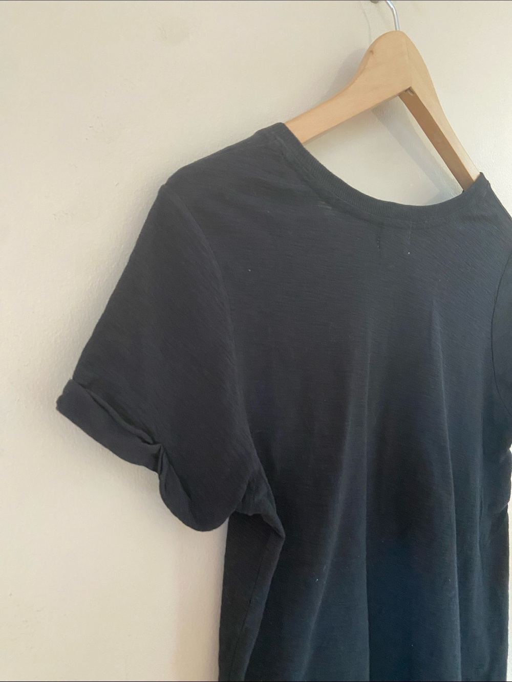 Nation LTD Black Pima Cotton Rolled Sleeve Crew Neck Tee Large - Picture 4 of 7